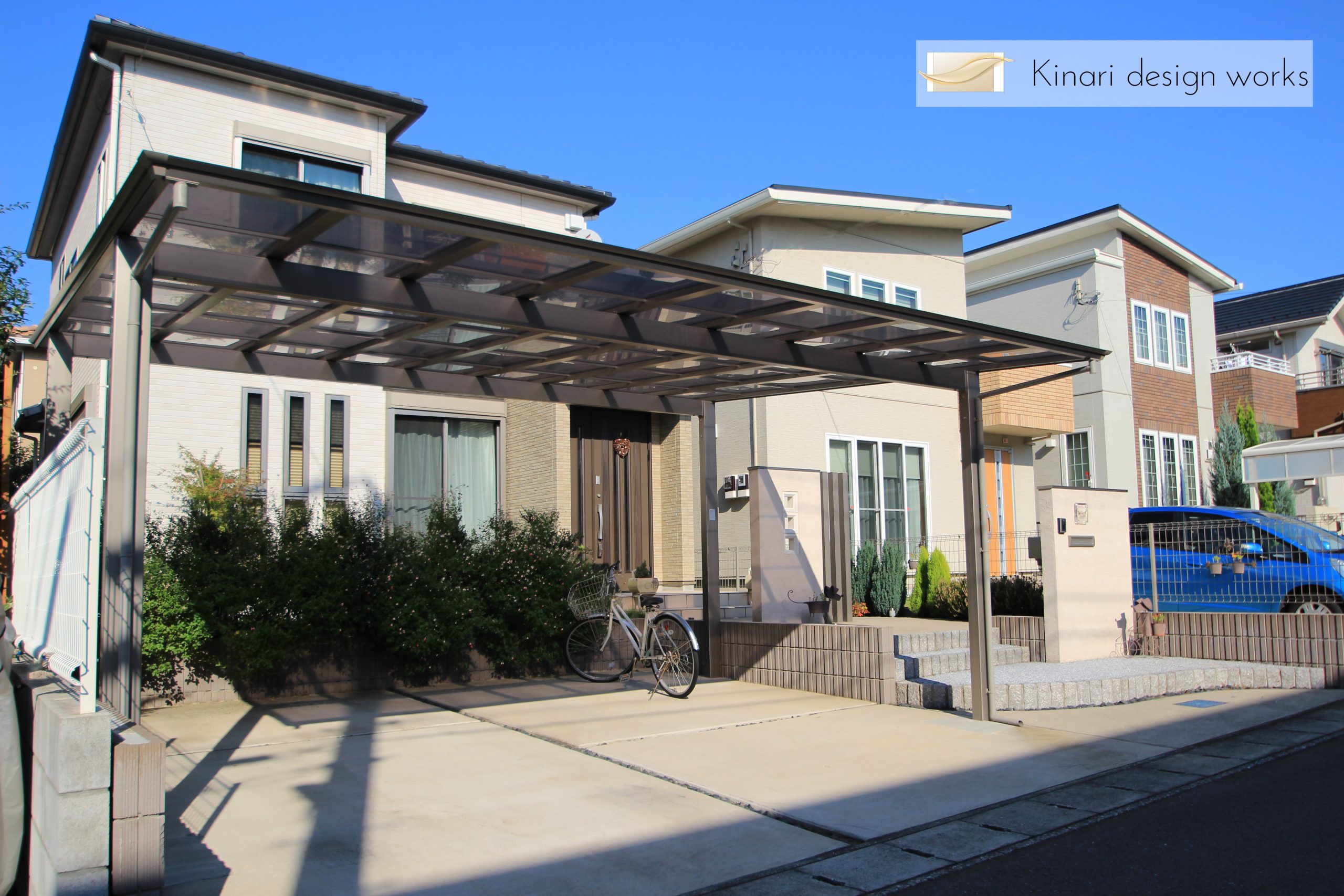 大きなカーポートがある家松戸市h様邸 一級建築士と叶える素敵なお庭 千葉市 エクステリア 外構 ガーデン キナリデザイン